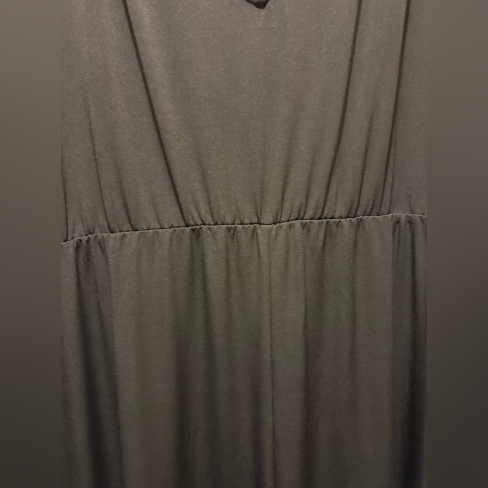 IMAN Global Chic Cinched Shoulder V-Neck Maxi Dress Black Size XL - Picture 9 of 9